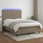 Box spring bed with mattress and LED lights taupe gray fabric 140x190 cm by , Beds and slatted bases - Ref: Foro24-3134713, P...