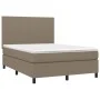 Box spring bed with mattress and LED lights taupe gray fabric 140x190 cm by , Beds and slatted bases - Ref: Foro24-3134713, P...