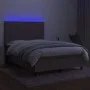 Box spring bed with mattress and LED lights taupe gray fabric 140x190 cm by , Beds and slatted bases - Ref: Foro24-3134713, P...