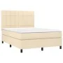 Box spring bed mattress and LED lights cream fabric 140x190 cm by , Beds and slatted bases - Ref: Foro24-3134874, Price: 466,...