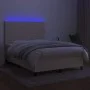 Box spring bed mattress and LED lights cream fabric 140x190 cm by , Beds and slatted bases - Ref: Foro24-3134874, Price: 466,...