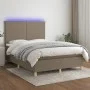 Box spring bed with mattress and LED lights taupe gray fabric 140x190 cm by , Beds and slatted bases - Ref: Foro24-3135273, P...
