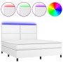 Boxspringbett mit Matratze und LED-weißem Kunstleder 180x200 cm von , Betten und Lattenroste - Ref: Foro24-3135898, Preis: 62...
