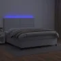 Box spring bed with mattress and LED white synthetic leather 180x200 cm by , Beds and slatted bases - Ref: Foro24-3135898, Pr...