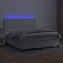 Boxspringbett mit Matratze und LED-weißem Kunstleder 180x200 cm von , Betten und Lattenroste - Ref: Foro24-3135898, Preis: 62...