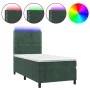 Box spring bed with mattress and LED dark green velvet 90x190 cm by , Beds and slatted bases - Ref: Foro24-3136038, Price: 31...