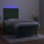Box spring bed with mattress and LED dark green velvet 90x190 cm by , Beds and slatted bases - Ref: Foro24-3136038, Price: 31...