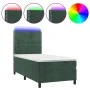 Box spring bed with mattress and LED dark green velvet 90x200 cm by , Beds and slatted bases - Ref: Foro24-3136044, Price: 33...