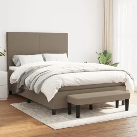 Box spring bed with taupe gray fabric mattress 140x190 cm by , Beds and slatted bases - Ref: Foro24-3136433, Price: 556,64 €,...