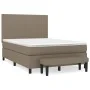 Box spring bed with taupe gray fabric mattress 140x190 cm by , Beds and slatted bases - Ref: Foro24-3136433, Price: 556,64 €,...