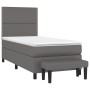 Box spring bed with gray synthetic leather mattress 90x200 cm by , Beds and slatted bases - Ref: Foro24-3137585, Price: 365,7...