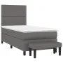 Box spring bed with gray synthetic leather mattress 90x200 cm by , Beds and slatted bases - Ref: Foro24-3137585, Price: 353,0...