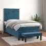 Box spring bed with dark blue velvet mattress 90x200 cm by , Beds and slatted bases - Ref: Foro24-3137765, Price: 373,21 €, D...