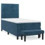 Box spring bed with dark blue velvet mattress 100x200 cm by , Beds and slatted bases - Ref: Foro24-3137771, Price: 354,01 €, ...