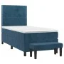 Box spring bed with dark blue velvet mattress 100x200 cm by , Beds and slatted bases - Ref: Foro24-3137771, Price: 354,01 €, ...