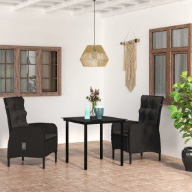 Juego de comedor de jardín 3 piezas con cojines negro en Conjuntos de jardín | Comprar online en Foro24