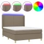 Box spring bed with mattress and LED lights taupe gray fabric 140x190 cm by , Beds and slatted bases - Ref: Foro24-3138713, P...