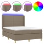 Cama box spring colchón y luces LED tela gris taupe 140x190 cm de , Camas y somieres - Ref: Foro24-3138713, Precio: 530,73 €,...