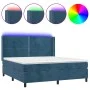 Box spring bed with mattress and LED velvet dark blue 180x200 cm by , Beds and slatted bases - Ref: Foro24-3139521, Price: 62...