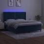 Box spring bed with mattress and LED velvet dark blue 180x200 cm by , Beds and slatted bases - Ref: Foro24-3139521, Price: 62...