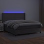 Cama box spring colchón y LED cuero sintético gris 180x200 cm de , Camas y somieres - Ref: Foro24-3139341, Precio: 628,89 €, ...