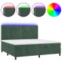 Cama box spring colchón y LED terciopelo verde oscuro 200x200cm de , Camas y somieres - Ref: Foro24-3136086, Precio: 687,32 €...