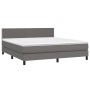 Box spring bed with gray synthetic leather mattress 160x200 cm by , Beds and slatted bases - Ref: Foro24-3141075, Price: 498,...