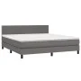 Box spring bed with gray synthetic leather mattress 160x200 cm by , Beds and slatted bases - Ref: Foro24-3141075, Price: 487,...