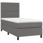 Box spring bed with gray synthetic leather mattress 80x200 cm by , Beds and slatted bases - Ref: Foro24-3142753, Price: 320,4...