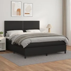 Box spring bed with black synthetic leather mattress 160x200 cm by , Beds and slatted bases - Ref: Foro24-3142791, Price: 560...