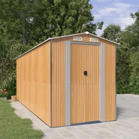 Cobertizo jardín acero galvanizado marrón claro 192x523x223 cm de , Cobertizos - Ref: Foro24-3147475, Precio: 673,57 €, Descu...