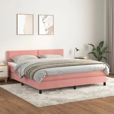 Cama box spring con colchón terciopelo rosa 180x200 cm de , Camas y somieres - Ref: Foro24-3141262, Precio: 475,64 €, Descuen...