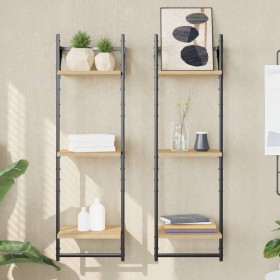Estantes pared 3 niveles barras 2 uds roble Sonoma 30x25x100 cm by , Shelves and shelves - Ref: Foro24-836259, Price: 32,39 €...