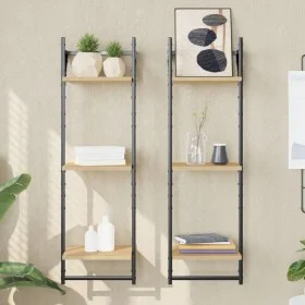 Wandregale 3 Ebenen Stangen 2 Stück Eiche Sonoma 30x25x100 cm von , Regale und Regale - Ref: Foro24-836259, Preis: 32,04 €, R...