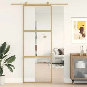 Schiebetür aus transparentem ESG-Glas und goldenem Aluminium von , Türen für zu Hause - Ref: Foro24-155148, Preis: 149,07 €, ...