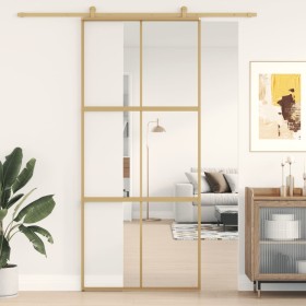 Puerta corredera dorada de vidrio ESG transparente y aluminio by , Doors for the home - Ref: Foro24-155155, Price: 160,30 €, ...