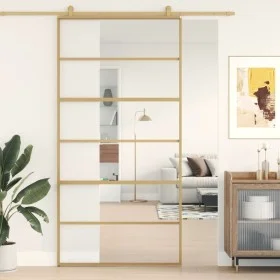 Schiebetür aus transparentem ESG-Glas und goldenem Aluminium von , Türen für zu Hause - Ref: Foro24-155162, Preis: 169,48 €, ...