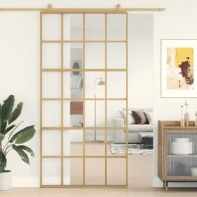 Schiebetür aus transparentem ESG-Glas und goldenem Aluminium von , Türen für zu Hause - Ref: Foro24-155174, Preis: 174,53 €, ...
