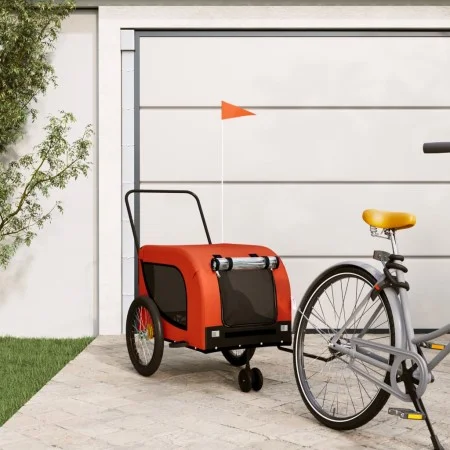 Remolque de bicicleta mascotas hierro tela Oxford naranja negro de , Cochecitos para mascotas - Ref: Foro24-94026, Precio: 88...