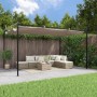 Pérgola con cubierta retráctil gris taupe 395x292x230 cm