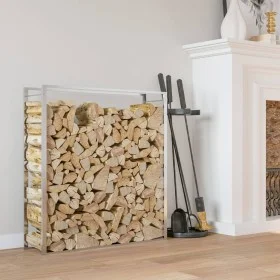 Estante para leña acero inoxidable 110x28x116 cm by , Firewood bags and holders - Ref: Foro24-357865, Price: 53,89 €, Discoun...