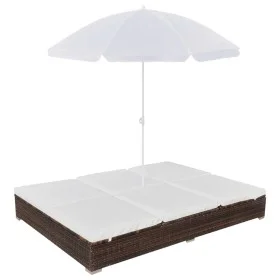 Tumbona cama con sombrilla ratán sintético marrón von vidaXL, Betten im Freien - Ref: Foro24-42949, Preis: 354,66 €, Rabatt: %