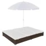 Tumbona cama con sombrilla ratán sintético marrón von vidaXL, Betten im Freien - Ref: Foro24-42949, Preis: 354,66 €, Rabatt: %
