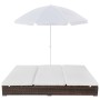 Tumbona cama con sombrilla ratán sintético marrón de vidaXL, Camas para exteriores - Ref: Foro24-42949, Precio: 356,09 €, Des...