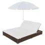 Tumbona cama con sombrilla ratán sintético marrón von vidaXL, Betten im Freien - Ref: Foro24-42949, Preis: 354,66 €, Rabatt: %