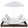 Tumbona cama con sombrilla ratán sintético marrón de vidaXL, Camas para exteriores - Ref: Foro24-42949, Precio: 356,09 €, Des...