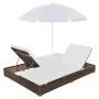 Tumbona cama con sombrilla ratán sintético marrón von vidaXL, Betten im Freien - Ref: Foro24-42949, Preis: 354,66 €, Rabatt: %