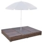 Tumbona cama con sombrilla ratán sintético marrón de vidaXL, Camas para exteriores - Ref: Foro24-42949, Precio: 356,09 €, Des...
