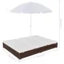 Tumbona cama con sombrilla ratán sintético marrón von vidaXL, Betten im Freien - Ref: Foro24-42949, Preis: 354,66 €, Rabatt: %