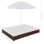 Tumbona cama con sombrilla ratán sintético marrón de vidaXL, Camas para exteriores - Ref: Foro24-42949, Precio: 356,09 €, Des...